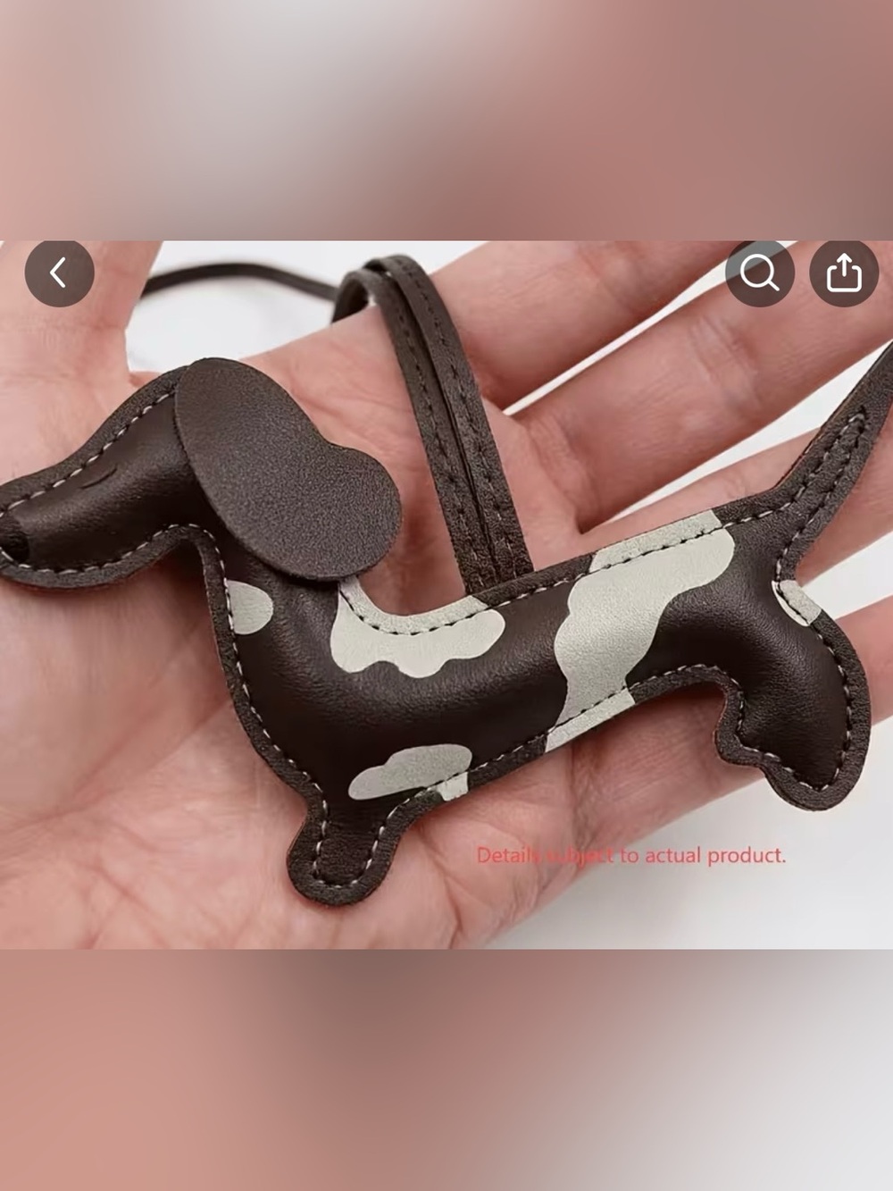 Chocolate Piebald Dachshund Dog PU Leather Bag Charm. Adorable!! 🥰